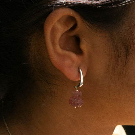 Faceted Stone Earrings - Wine