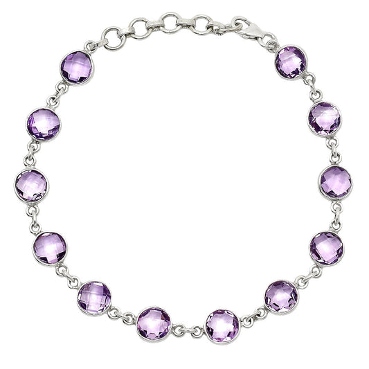 Amethyst Checker Briolette - Brazil Bracelet B-1001 SDB5023